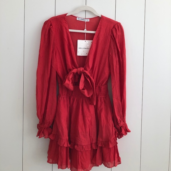 Hello Molly Dresses & Skirts - Hello Molly Red Lost somebody Dress Long Sleeve